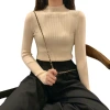 A semi-high-neck women's base layer sweater for autumn and winter 2022, a versatile, stylish, figure-hugging long-sleeved knitted sweater Item Picture